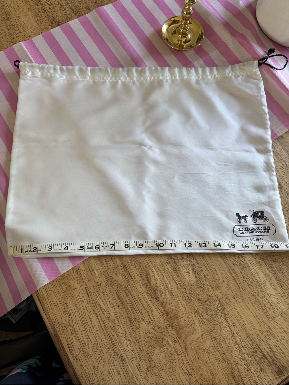 Coach White Drawstring Dust Pouch